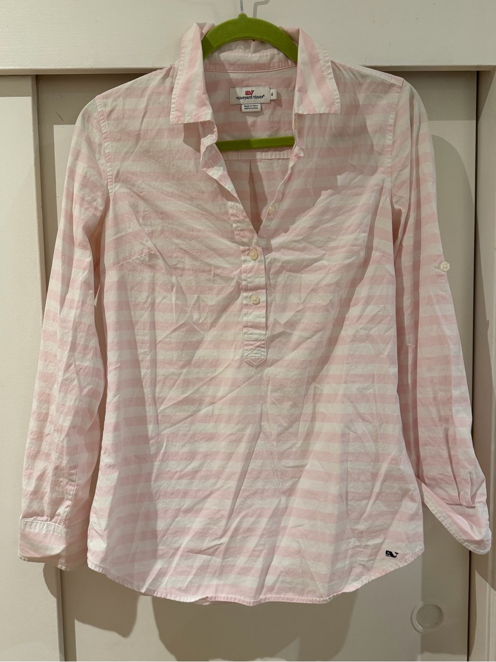 Vineyard Vines Pale Pink and White Striped Button-Front Shirt